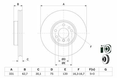 BMW X5 E53 3.0d 2001-2006 Bosch Ön Disk 332mm 2 Adet