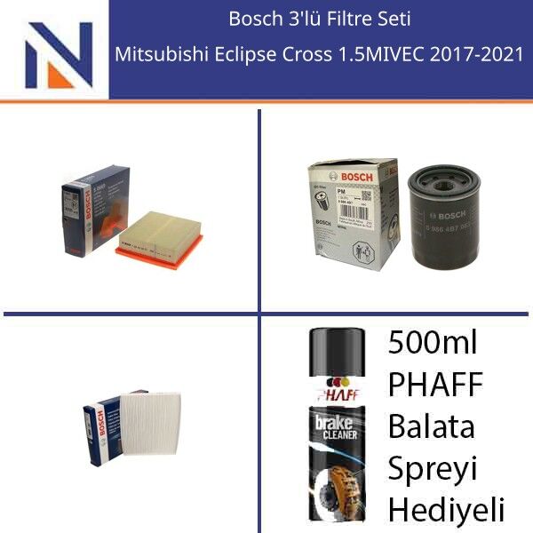 Mitsubishi Eclipse Cross 1.5MIVEC 2017-2021 Bosch 3'lü Filtre Seti