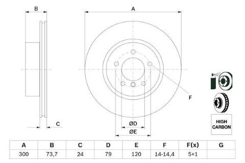 BMW 3 E90 318d 2.0 2007-2011 Bosch Ön Disk 300mm 2 Adet