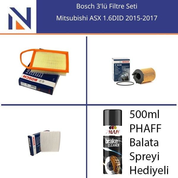 Mitsubishi ASX 1.6DID 2015-2017 Bosch 3'lü Filtre Seti