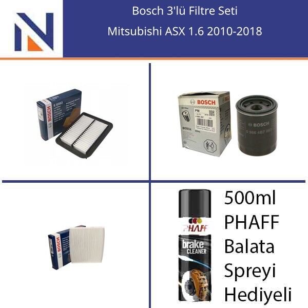 Mitsubishi ASX 1.6 2010-2018 Bosch 3'lü Filtre Seti