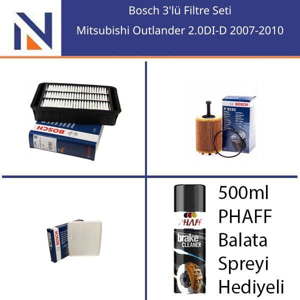 Mitsubishi Outlander 2.0DI-D 2007-2010 Bosch 3'lü Filtre Seti