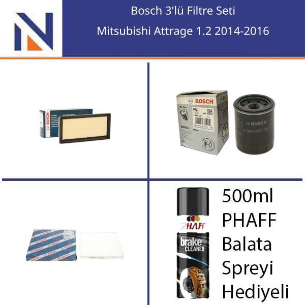 Mitsubishi Attrage 1.2 2014-2016 Bosch 3'lü Filtre Seti