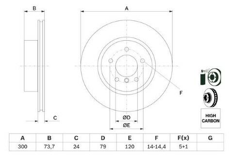 BMW 1 E87 120d 2.0 2007-2011 Bosch Ön Disk 300mm 2 Adet
