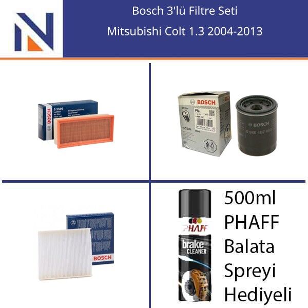 Mitsubishi Colt 1.3 2004-2013 Bosch 3'lü Filtre Seti