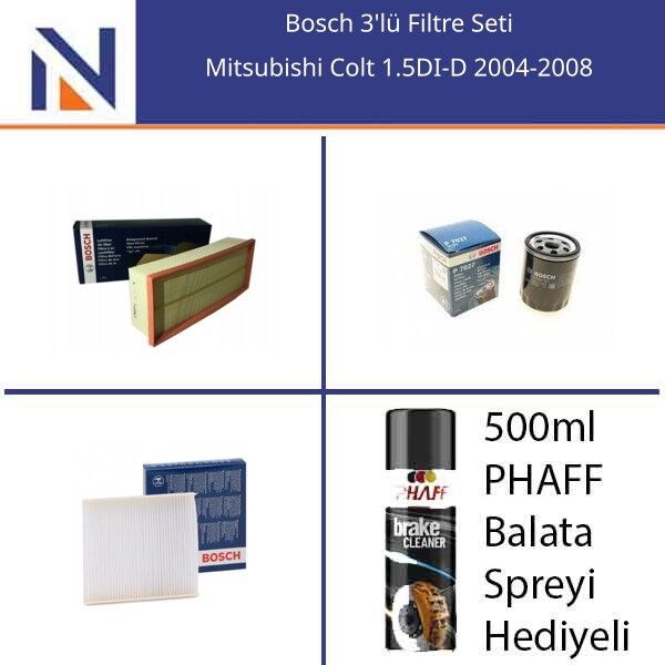 Mitsubishi Colt 1.5DI-D 2004-2008 Bosch 3'lü Filtre Seti