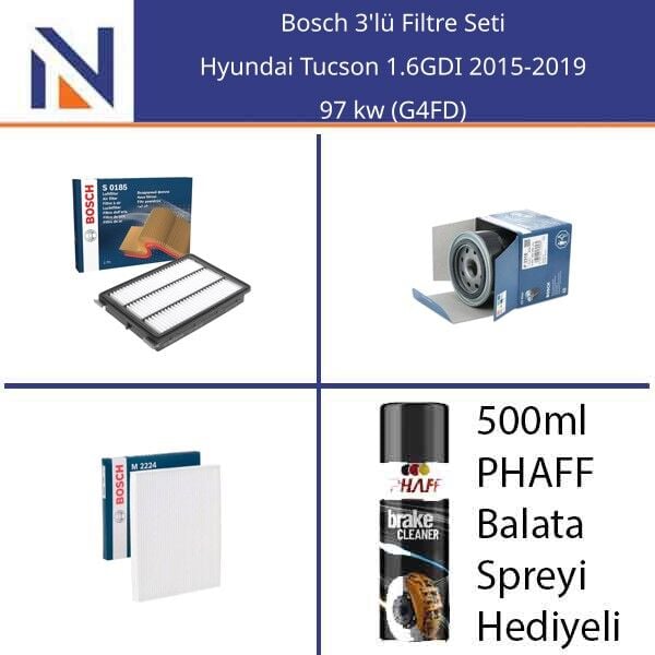 Hyundai Tucson 1.6GDI 2015-2019 Bosch 3'lü Filtre Seti