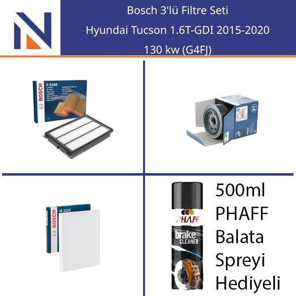 Hyundai Tucson 1.6T-GDI 2015-2020 Bosch 3'lü Filtre Seti
