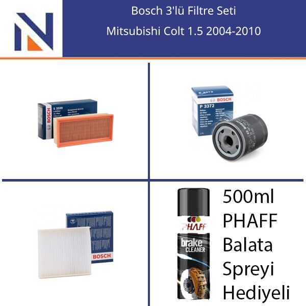 Mitsubishi Colt 1.5 2004-2010 Bosch 3'lü Filtre Seti