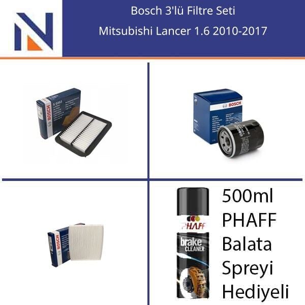 Mitsubishi Lancer 1.6 2010-2017 Bosch 3'lü Filtre Seti