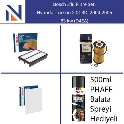 Hyundai Tucson 2.0CRDi 2004-2006 Bosch 3'lü Filtre Seti