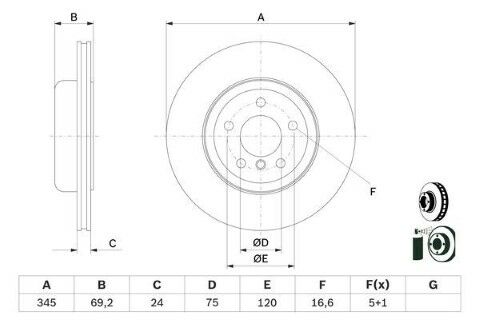 BMW 5 F10 530d 3.0 2010-2011 Bosch Arka Disk 2 Adet