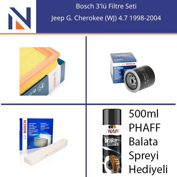 Jeep G. Cherokee (WJ) 4.7 1998-2004 Bosch 3'lü Filtre Seti