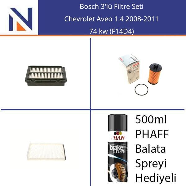 Chevrolet Aveo 1.4 2008-2011 Bosch 3'lü Filtre Seti