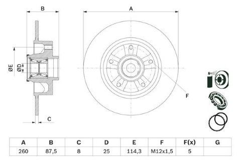 Renault Captur 1.3Tce 140 2020-2025 Bosch Arka Disk Rulmanlı 260mm 2 Adet