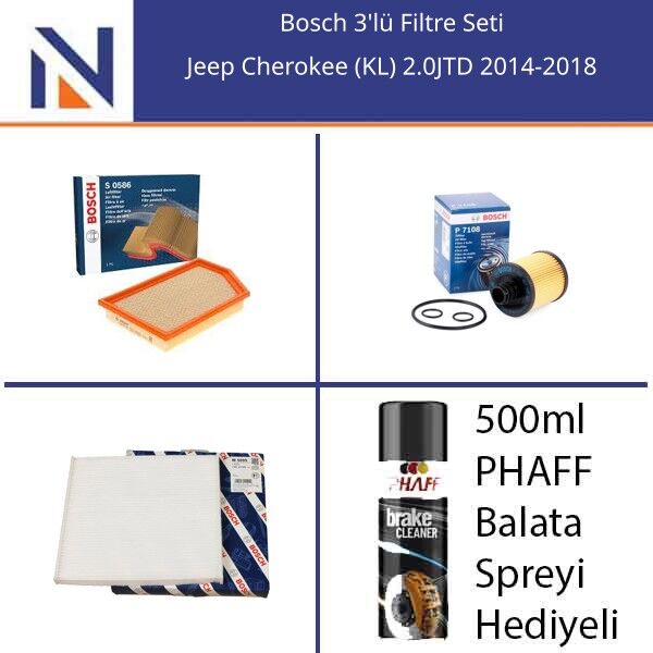 Jeep Cherokee (KL) 2.0JTD 2014-2018 Bosch 3'lü Filtre Seti