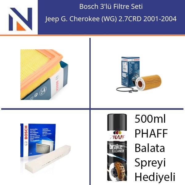 Jeep G. Cherokee (WG) 2.7CRD 2001-2004 Bosch 3'lü Filtre Seti