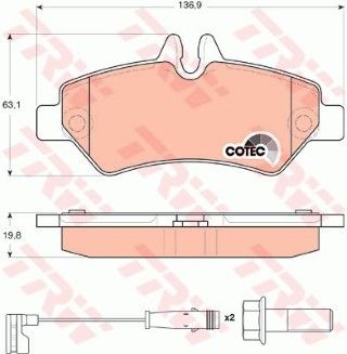 Mercedes Sprinter 315 CDI 2.1 2006-2015 TRW Arka Balata NETPAR29190