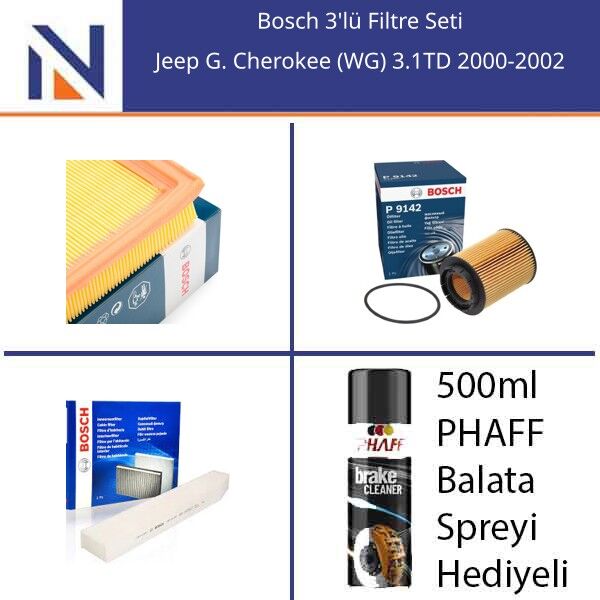 Jeep G. Cherokee (WG) 3.1TD 2000-2002 Bosch 3'lü Filtre Seti