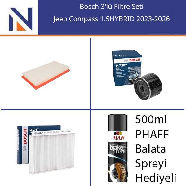 Jeep Compass 1.5HYBRID 2023-2026 Bosch 3'lü Filtre Seti