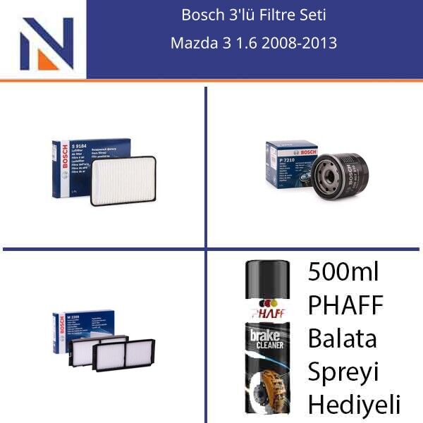 Mazda 3 1.6 2008-2013 Bosch 3'lü Filtre Seti