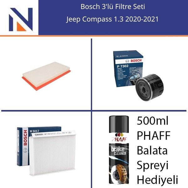 Jeep Compass 1.3 2020-2021 Bosch 3'lü Filtre Seti