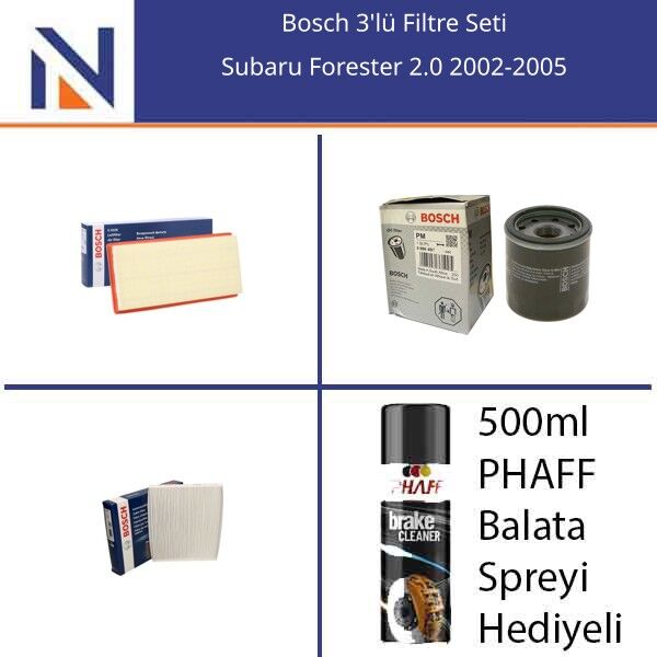 Subaru Forester 2.0 2002-2005 Bosch 3'lü Filtre Seti