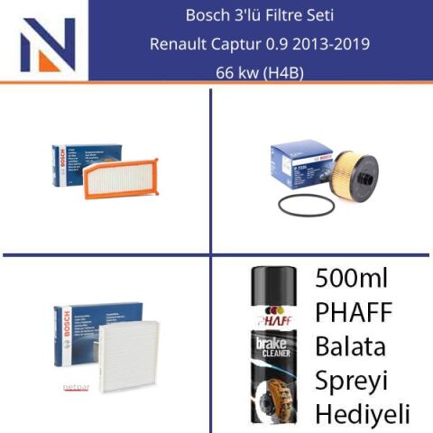 Renault Captur 0.9 2013-2019 Bosch 3'lü Filtre Seti
