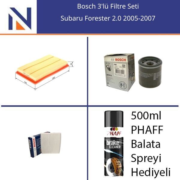 Subaru Forester 2.0 2005-2007 Bosch 3'lü Filtre Seti