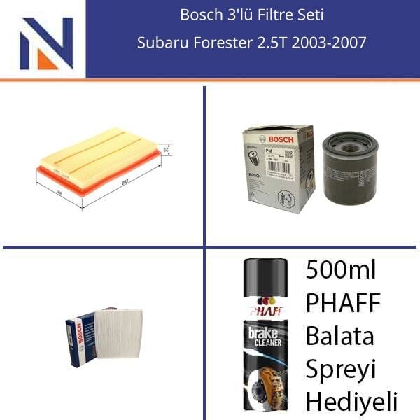 Subaru Forester 2.5T 2003-2007 Bosch 3'lü Filtre Seti
