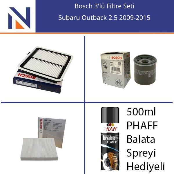 Subaru Outback 2.5 2009-2015 Bosch 3'lü Filtre Seti