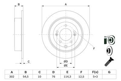 Hyundai Tucson 1.6T-GDI 2015-2018 Bosch Arka Disk 302mm 2 Adet