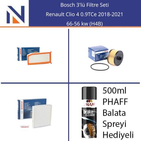 Renault Clio 4 0.9TCe 2018-2021 Bosch 3'lü Filtre Seti