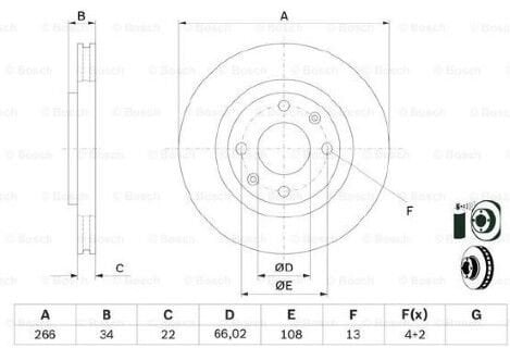 Citroen C3 1.2PureTech 2018-2024 Bosch Ön Disk 266mm 2 Adet (HNP)