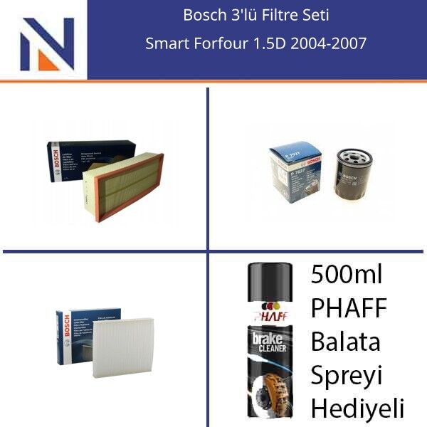 Smart Forfour 1.5D 2004-2007 Bosch 3'lü Filtre Seti