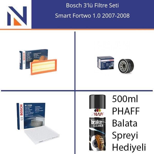 Smart Fortwo 1.0 2007-2008 Bosch 3'lü Filtre Seti
