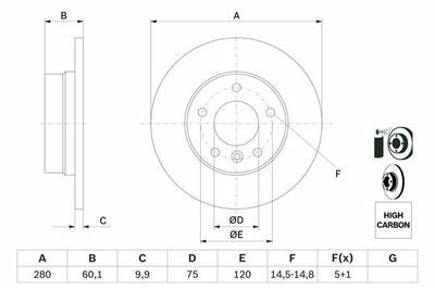 BMW 3 E46 316 ti Compact 1.6 2002-2004 Bosch Arka Disk 280mm 2 Adet