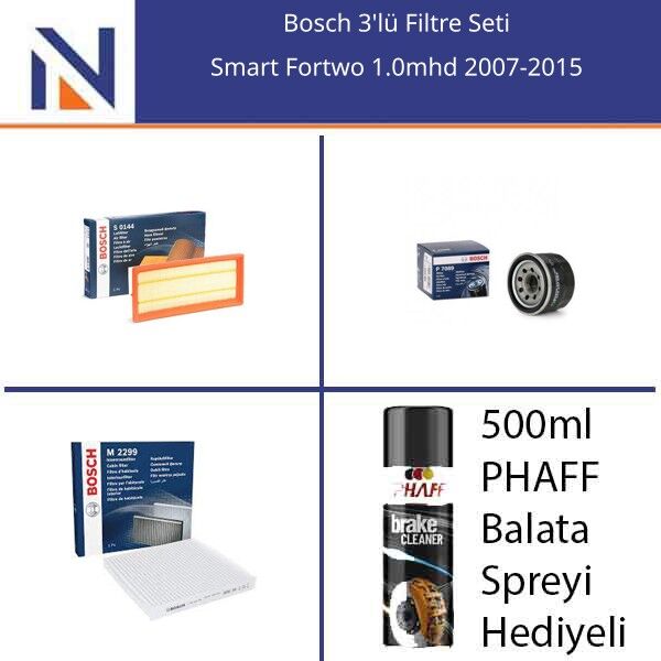 Smart Fortwo 1.0mhd 2007-2015 Bosch 3'lü Filtre Seti
