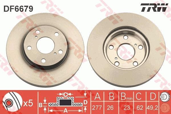Toyota Corolla 1.4D4D 2013-2019 TRW Ön Disk 277mm 2 Adet (1ND)