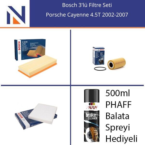 Porsche Cayenne 4.5T 2002-2007 Bosch 3'lü Filtre Seti