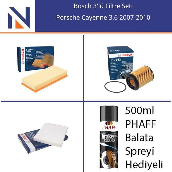 Porsche Cayenne 3.6 2007-2010 Bosch 3'lü Filtre Seti