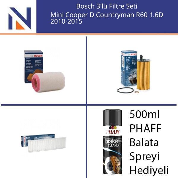 Mini Cooper D Countryman R60 1.6D 2010-2015 Bosch 3'lü Filtre Seti