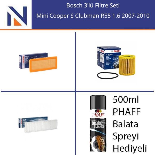 Mini Cooper S Clubman R55 1.6 2007-2010 Bosch 3'lü Filtre Seti