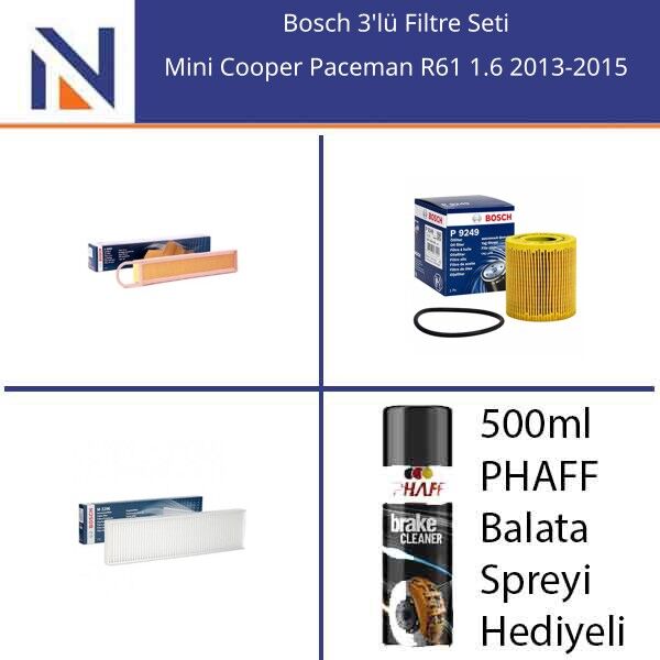 Mini Cooper Paceman R61 1.6 2013-2015 Bosch 3'lü Filtre Seti