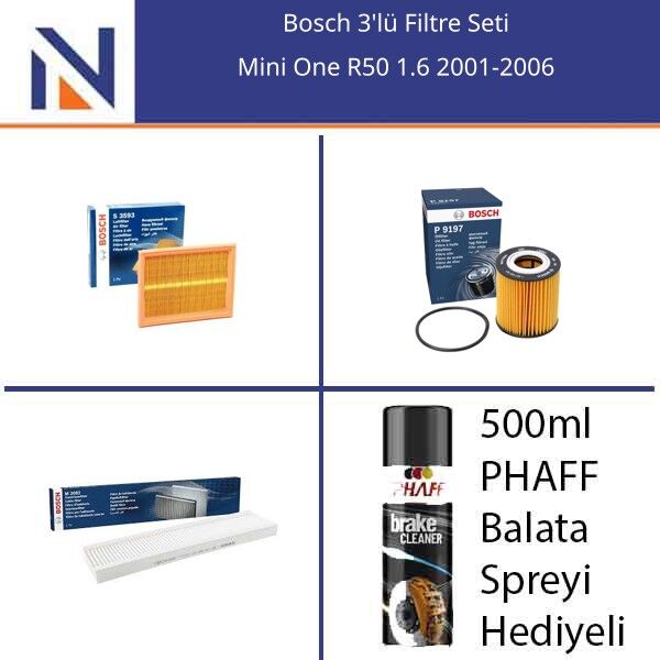 Mini One R50 1.6 2001-2006 Bosch 3'lü Filtre Seti