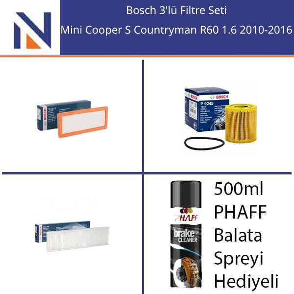 Mini Cooper S Countryman R60 1.6 2010-2016 Bosch 3'lü Filtre Seti