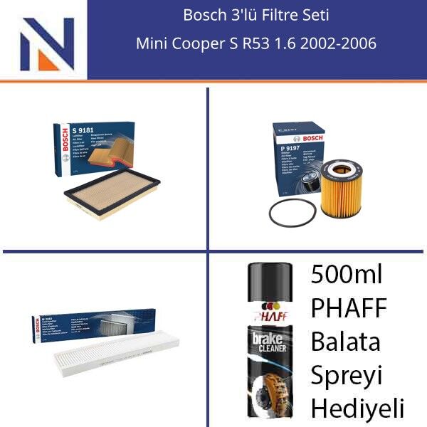 Mini Cooper S R53 1.6 2002-2006 Bosch 3'lü Filtre Seti