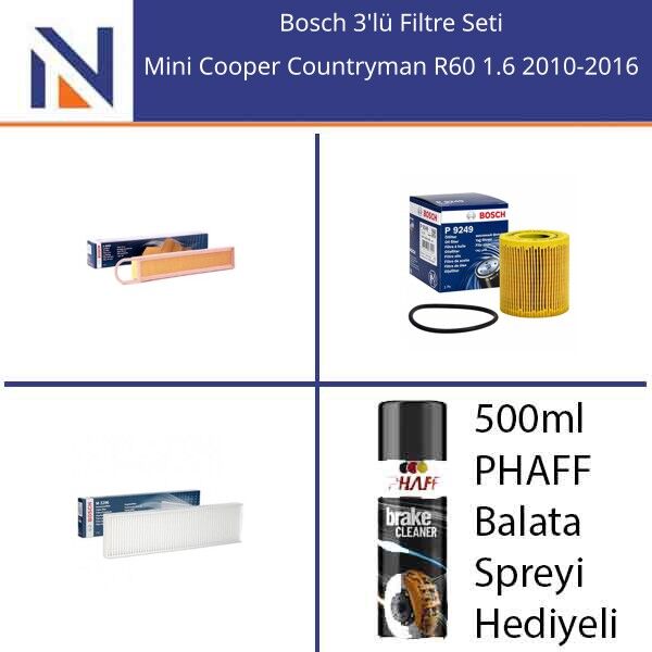 Mini Cooper Countryman R60 1.6 2010-2016 Bosch 3'lü Filtre Seti