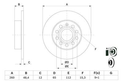 Skoda Octavia 1.2TSI 2010-2013 Bosch Arka Disk 256 mm 2 Adet (CBZ)