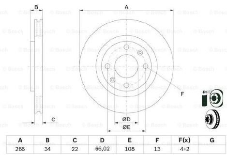 Opel Crossland X 1.2 2017-2021 Bosch Ön Disk 266mm 2 Adet